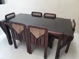 DI JUAL MEJA MAKAN KAYU SET 6 KURSI