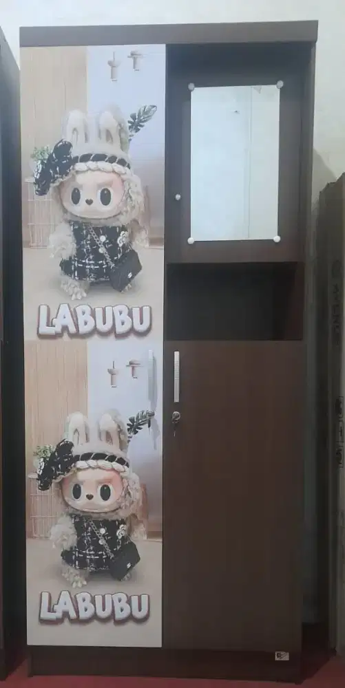 Lemari pakaian LABubu 2pt kaca tengah