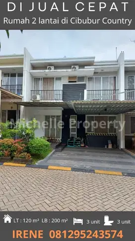 Dijual cepat rumah 2 lantai di Cibubur Country