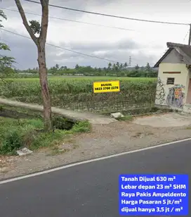 TANAH DIJUAL MURAH DEKAT EXIT TOL PAKIS COCOK UNTUK GUDANG