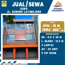 DIJUAL RUKO 3 LANTAI DI JALAN GUNUNG LATIMOJONG