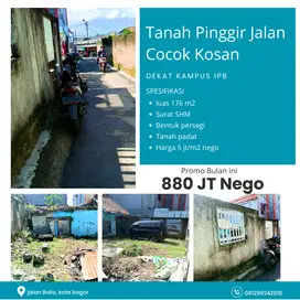 Tanah Pinggir Jalan Area Kosan Dekat Kampus IPB Bogor Legalitas SHM