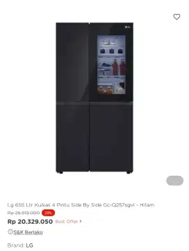 kulkas toktok LG promo bisa cicilan syarat ktp tanpa dp