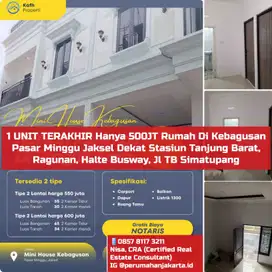 JUAL CEPAT Rumah Di Kebagusan Pasar Minggu Dekat Stasiun Tanjung Barat