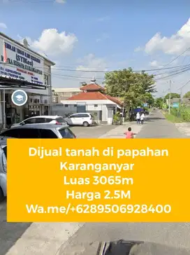 Dijual tanah strategis di papahan Karanganyar cocok untuk perumahan