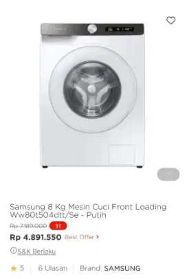 Samsung mesin cuci Front loading 8kg