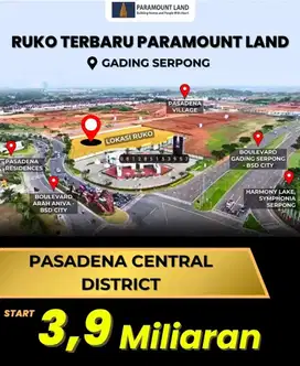 Ruko Pasadena Square gading serpong 3 unit only traffic ramai 3,7man