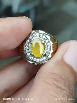 Batu yellow safir sapphire 1.93 crat ring alpaka memo MGL yakut
