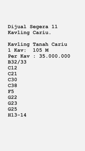 Dijual Segera Tanah Kavling