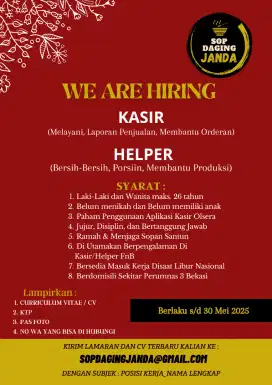 Lowongan Kerja Rumah Makan (Loker)