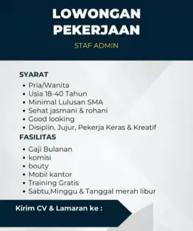Dicari Staff Admin kantor