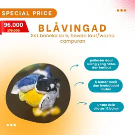 BLAVINGAD - Set boneka isi 5, hewan laut/warna campuran