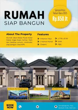 Dekat JEC Jogja Expo Center Rumah Siap Bangun Berbah Area Blok O, SHM