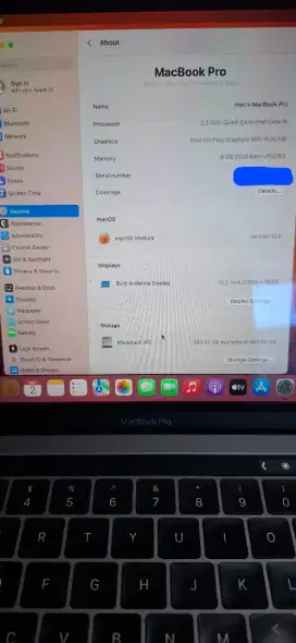 Macbook Pro 2018 i5 ram 8gb 512gb