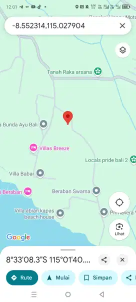 Dijual tanah murah,40.75 are di beraban tabanan bali 500 mtr ke pantai