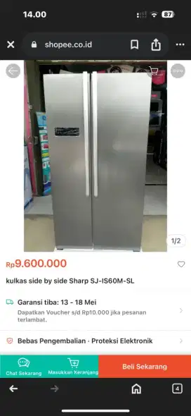 Di Jual Kulkas Sharp side by side baru pakai 6 bln garansi resmi