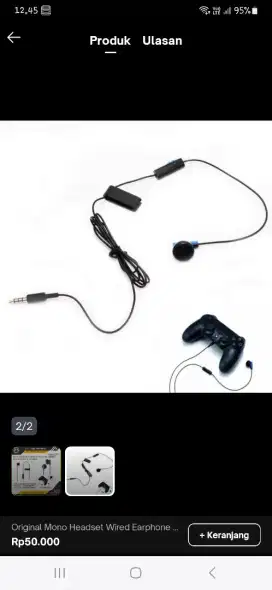 MONO HEADSET WIRED EARPHONE PS4 ORIGINAL