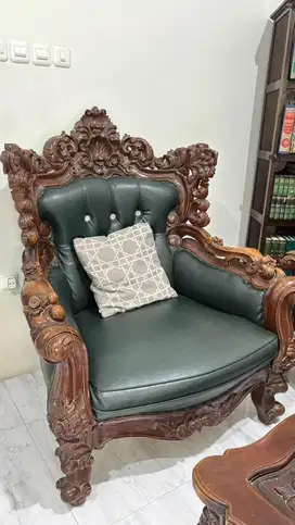 kursi sofa jati ukir set meja size king