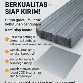 Atap Galvalum Lembaran Gelombang ,Ukuran Panjang Bebas