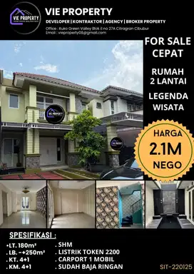 Di Jual Cepat Rumah Cantik Siap Huni .  Legenda Wisata Cibubur.