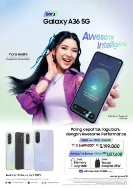 1125 NEW GALAXY A36 5G RAM 16/256 GRATIS ADOPTER 25 W HANYA DIERAFONE