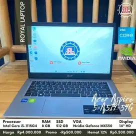 Laptop Acer Aspire 5 A514-54G Intel Core i3 gen 11 Vga Nvidia Geforce