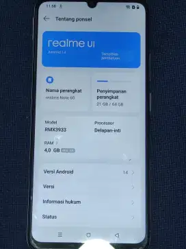 Realme Note 60 ram 4+8/64