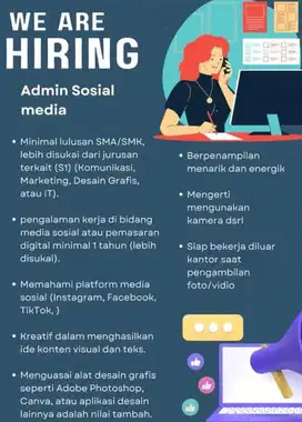 Lowongan kerja konten kreator (khusus wanita)