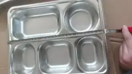 Food Tray Nampan Tempat Makan 5 Sekat Stainless SS304 Foodgrade +Tutup