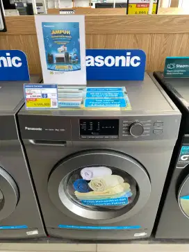 Panasonic WM Front Loading 8 Kg Silver NA-128XB1LNE/SL