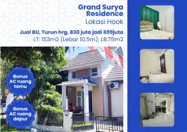 BU TURUN HRG, Grand Surya Residence, Rumah Hook, lebar 10M, Bonus 2 AC