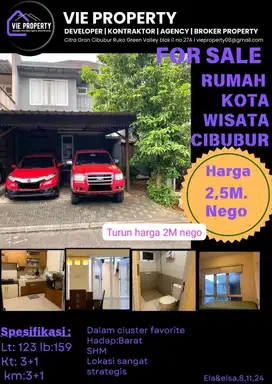 Di Jual Cepat Rumah Cantik Cluster Favorite . Kota Wisata Cibubur.