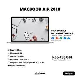 Macbook Air 2018 RAM 8/128 GB Intel Core i5
