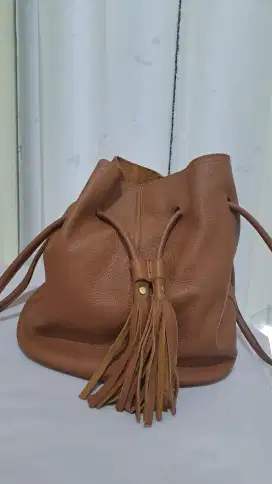 Jual tas kulit sapi asli mulus, preloved