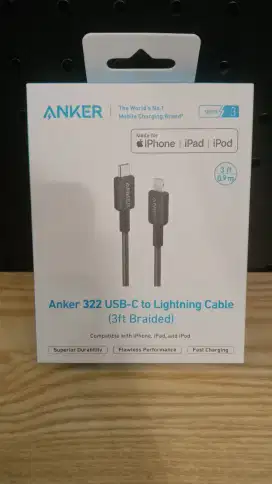 Kabel Anker Usb-C to Lightning Cable (3ft Braided) A81B5H11 - BLACK