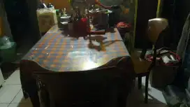 Meja makan jati ukiran kursi 4