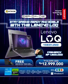 Cicilan laptop lenovo LOQ Gaming corei5 ram 12gb ssd 512gb cukup KTP