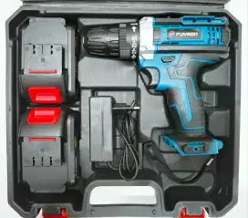 Baru fuyaon Mesin bor cordless drill 2 baterai 21v set koper