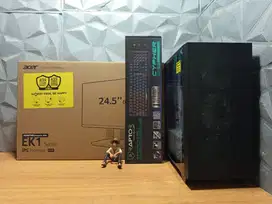 PC Fullset Desain Game Mid Intel i3 10105F GTX 750Ti Monitor 24 Inch