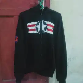 Hoodie Hitam boxy Motif Bintang USA Style – Size L, Kondisi Mulus
