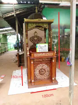 Mimbar masjid kaligrafi full kayu jati