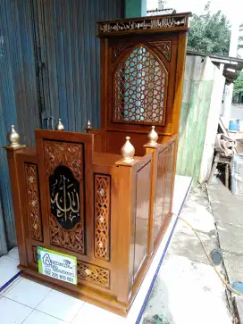 Mimbar masjid minimalis full kayu jati