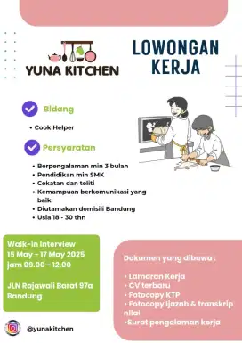Lowongan pekerjaan untuk cook helper