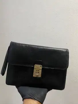 Handbag bally vintage black leather original harga net