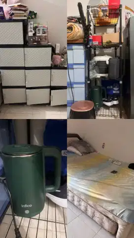 barang bekas kasur teko listrik rak besi dan lemari susun