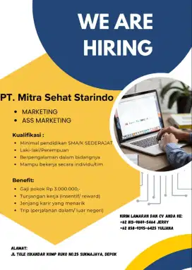 Dibutuhkan segera 10 orang marketing