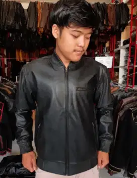 Jaket Kulit Asli Bomber Kamsay, Asli Kulit Domba High Quality