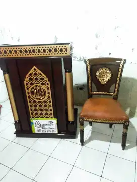 Mimbar masjid podium minimalis full kayu jati