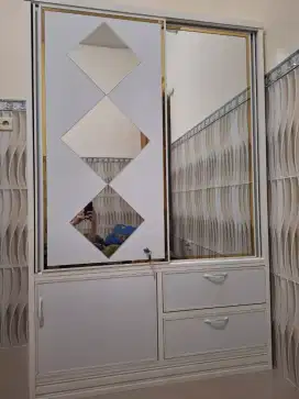 Lemari baju aluminium minimalis pintu sliding ,kuat dan kokoh+FREE ONG