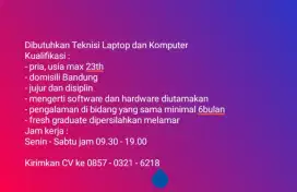 Lowongan Kerja Teknisi Laptop dan Komputer